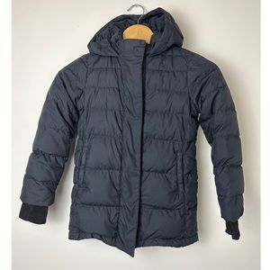 Athleta girls black down puffer winter jacket size XS 6